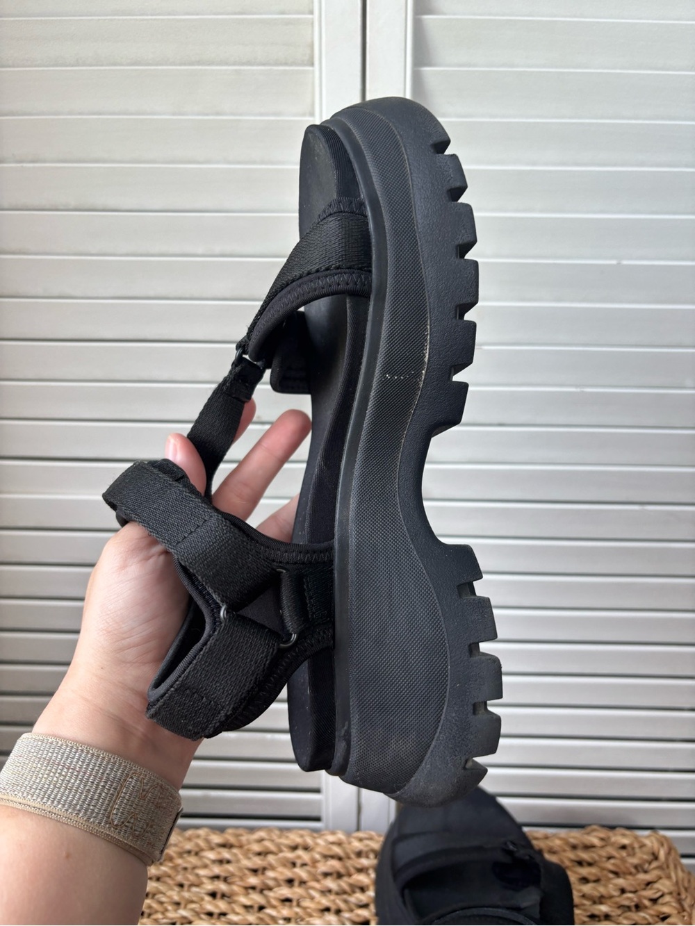 Zara Black Chunky Strappy Platform Sandal Sandal EU 38 - Picture 4 of 9